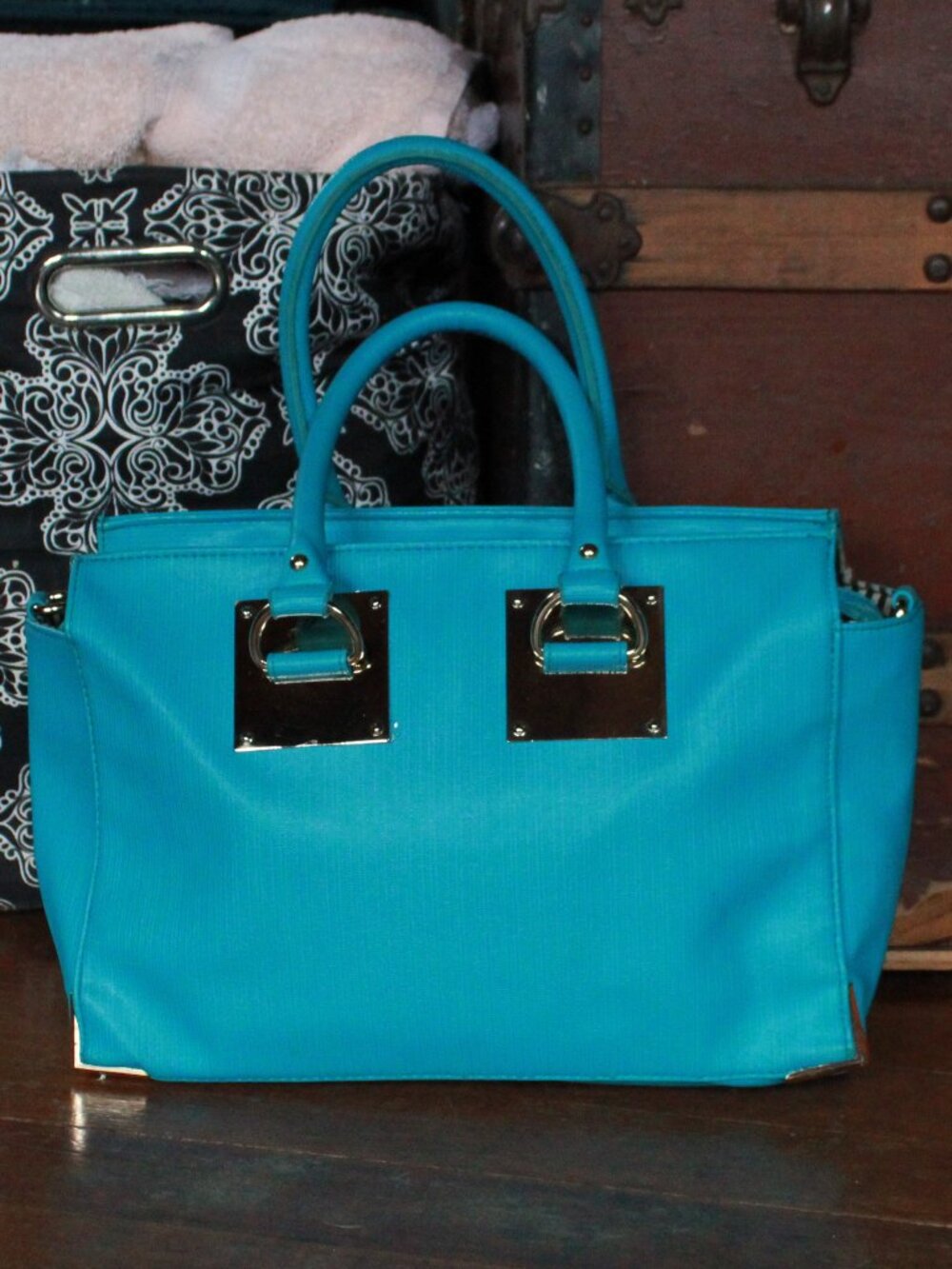 JustFab Metal Accent Faux Leather Shoulder/Handbag